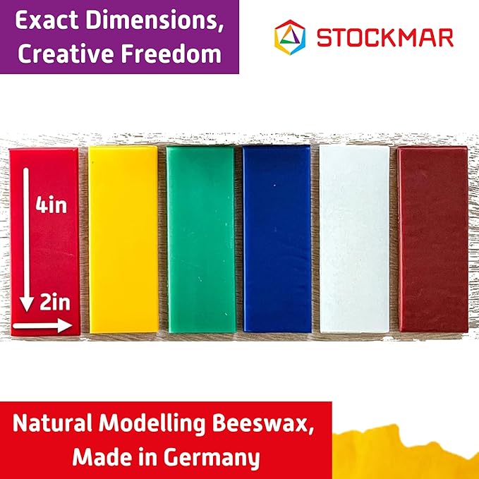 Stockmar Modelling Beeswax – 6 Color Sheets Set in Sliding Cardboard Box - Reusable Beeswax Modeling Wax for Reusable Modeling Wax for Sculpting, Handwork & Creative Art Projects - Made in Germany