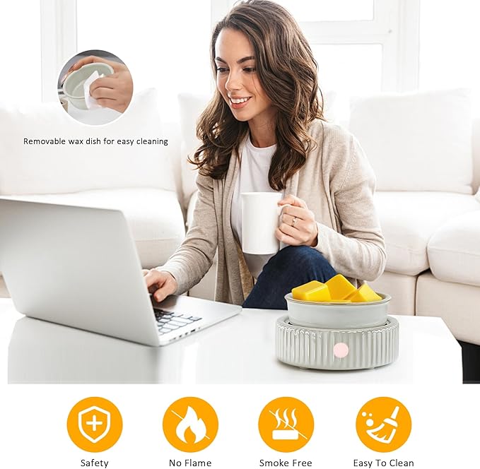 Wax Melt Warmer with 4 Timer & PTC Heating- Ceramic Fragrance 3-in-1 Oil Burner Electric Candle Wax Melter for Home Office Bedroom Fragrance, Home Décor and Gift Choice