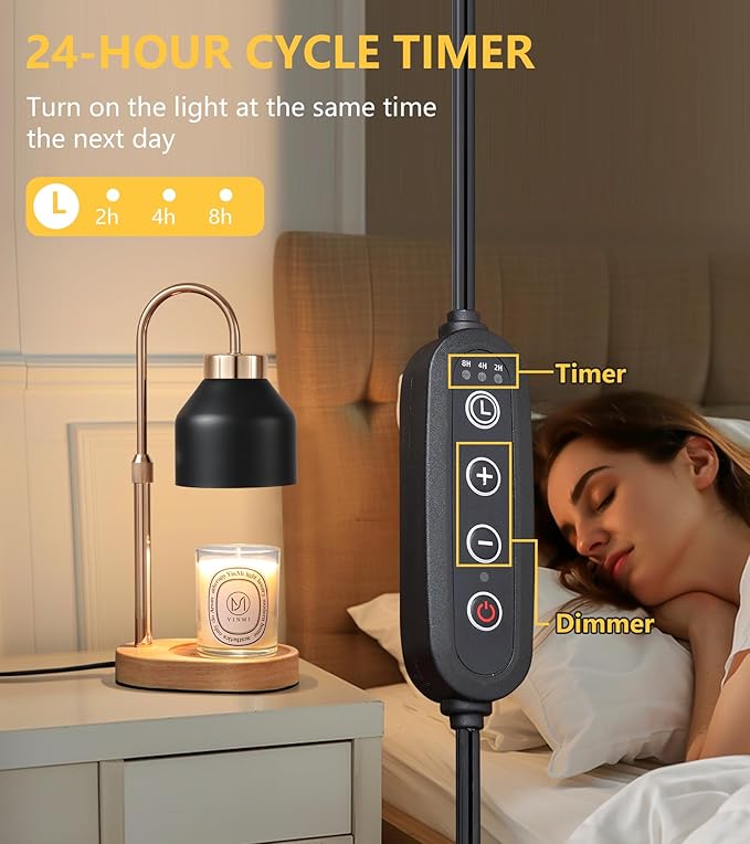 MEIXISUE Candle Warmer Lamp with Dimmer and Timer,Home Decor Lamp for Scented Jar,Electric Wax Melt Warmer,Mother's Day/Birthday/Christmas Gifts for Mom/Wife,Adjustable Height,with 2 Bulbs