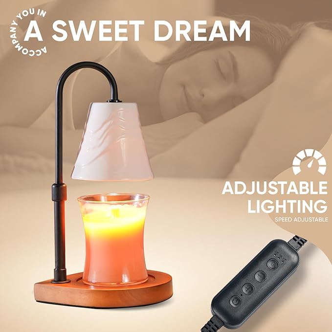 Candle Warmer Lamp with Timer,Dimmable Electric Fragrance Wax Warmer,Elegant Home Decor Melt Warming Heater As Birthday Gifts for Women Mom Jar Candle Lovers,Friends Use in Bedroom(Adjustable Height)