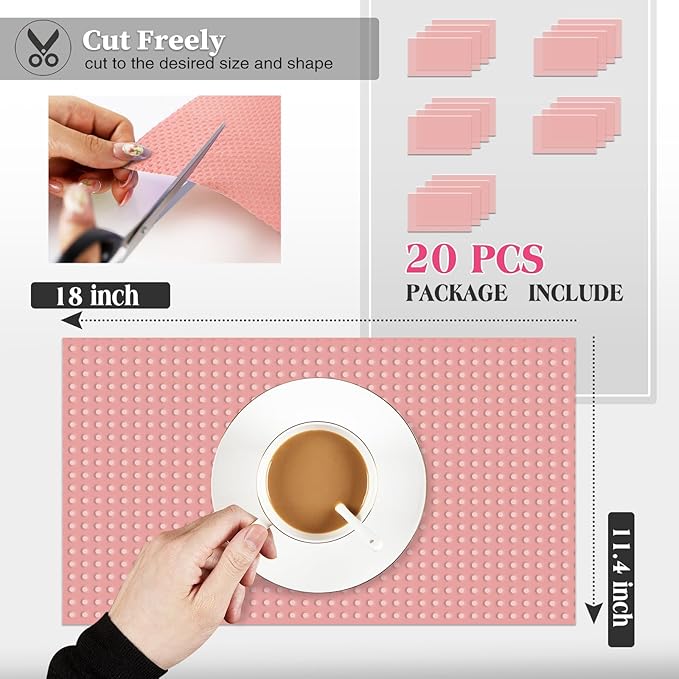 20Pcs Refrigerator Liners, Washable Fridge Liner Shelf Mats Refrigerator Pads for Cupboard Cabinet Drawer Home Kitchen Accessories Organization (Pink)