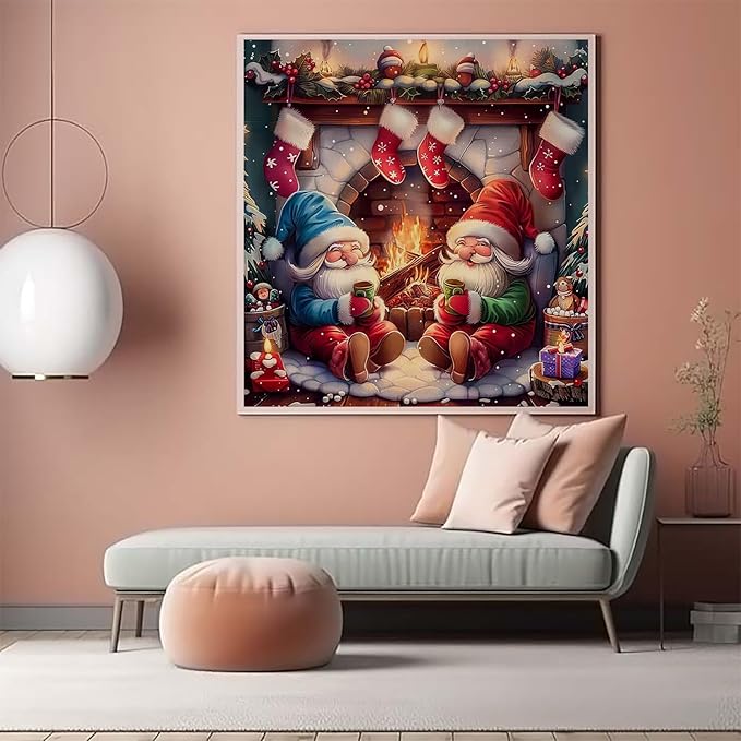 CZYWJMEI 5D Winter Diamond Painting Kits for Adults Beginners,DIY Christmas Gnome Diamond Art Kits,Full Round Drill Diamond Dot Gem Art Kits,Home Wall Decor 13.7x13.7nch