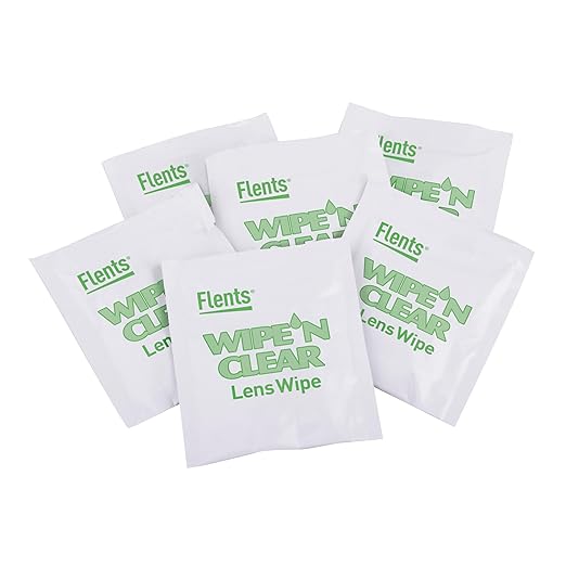 Flents Lens Wipes, Wipe 'N Clear, 150 Count, Pre-Moistened, Streak-Free, Safe for Glasses, Sunglasses, Gentle Cleaning, Clear Vision, Individually Wrapped for Travel & Convenience, Made in the USA