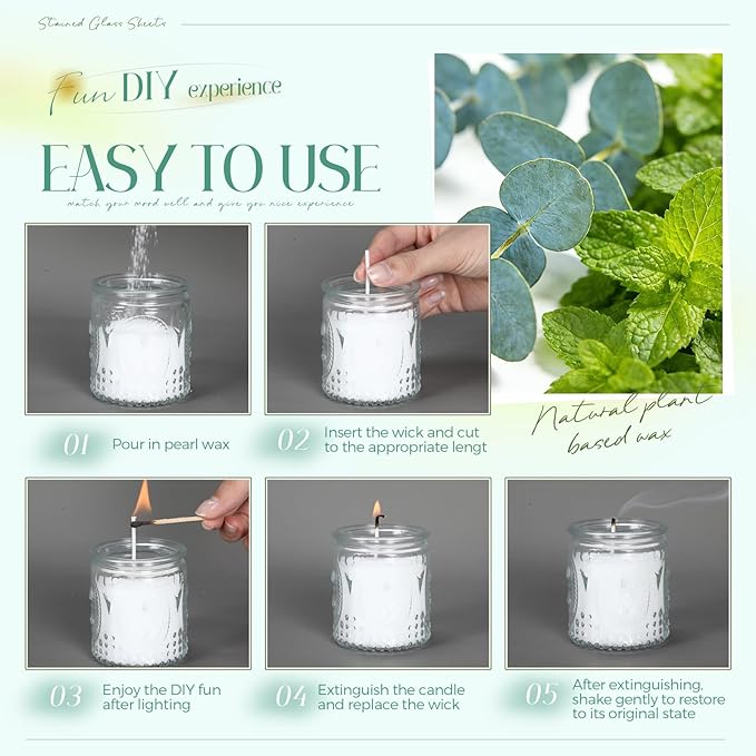 MTLEE Pearled Candle 1.1 Lb/17.6oz Scented Sand Candle Kit Include 25 Wicks, Bow Gift Box, Spoon Reusable Pearled Wax for Mother Mom Day Teahcer Women Friends Gift DIY Home Kit
