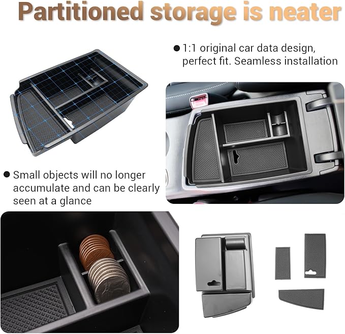 YEE PIN Kia Niro Center Console Organizer - Armrest Console Tray Storage Tray for 2016 2017 2018 2019 2020 2021 2022 Kia Niro Accessories (Gas & Hybrid)