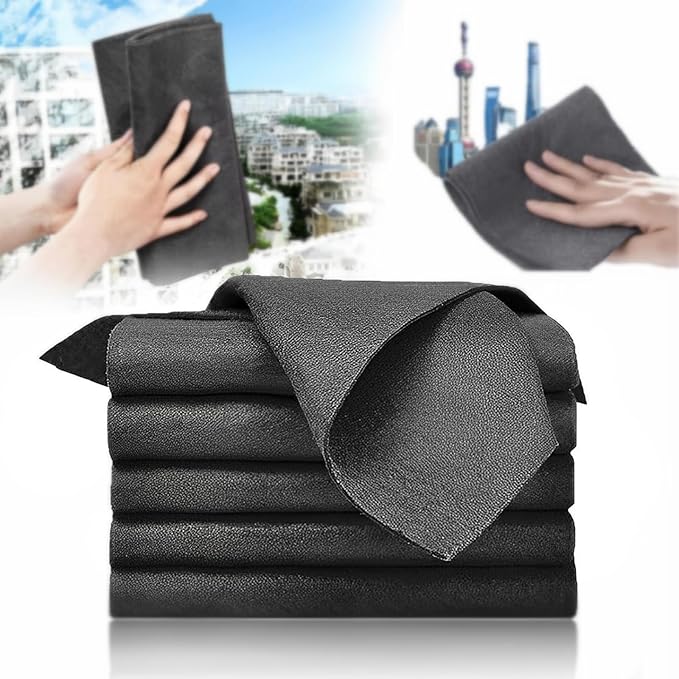 Magic Cleaning Cloth, Microfiber Cleaning Cloth, Reusable, Lint Free, Streak Free, Absorbent & Machine Washable Multipurpose for Cars, Windows, Glass, Mirrors & Kitchen (11.8×11.8in, 5pcs)
