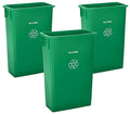 Alpine 23 Gallon Slim Trash Can - Open Top 3 Pack Slender Green Recycle Bin - Heavy Duty Plastic Garbage Bin for Homes, Offices and Other Commercial Space