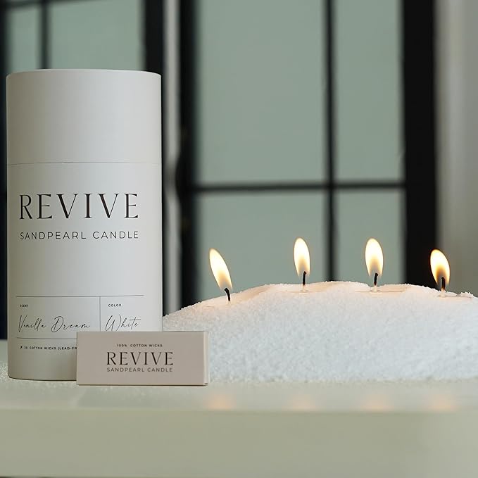 Vanilla Candle 18 Oz - Scented Sand Pearl Candles With Wicks | Refillable, Pearled Candle Sand Powder 100% Safe Vegan Palm Wax Pearls, Non Toxic with 30 Cotton Wick | Bead Candle Refill Making Kit