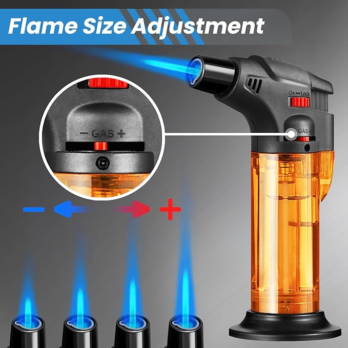 Torch Lighters 5 Pack Butane Refillable Jet Flame Torch Lighter Multi Utility Lighter Blow Windproof Torch for Candle Fireplace Camping Grill BBQ(Fuel Not Included)