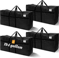 4 Pcs 194 Gallon Extra Large Moving Bags Heavy Duty Storage Bag with Strong Zipper Handle Foldable XXL Jumbo Storage Tote Packing Moving Box for College Dorm Travel Cloth Duffle (Black)