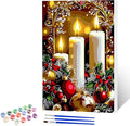 NAIMOER Christmas Candles Paint by Numbers Kits for Adults Beginner with Wooden Framed, Color by Numbers on Canvas Painting Kits for Adults, Easy Paint DIY Acrylic for Home Wall Decor 8X12 Inch