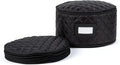 Covermates Keepsakes Dish Storage Case – Padded China & Dinnerware Organizer, Quilted Polyester Protection, ID Window, Zipper Closure, Machine Washable, Black