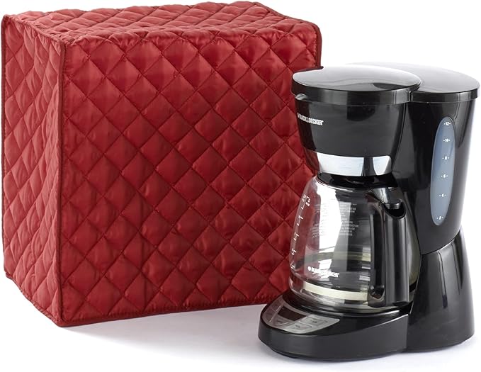 Covermates Keepsakes Coffee Maker Cover – Quilted Appliance Protector for Espresso Makers – Dust & Stain Resistant, Washable Slip‑On Design for Countertop Storage, Red