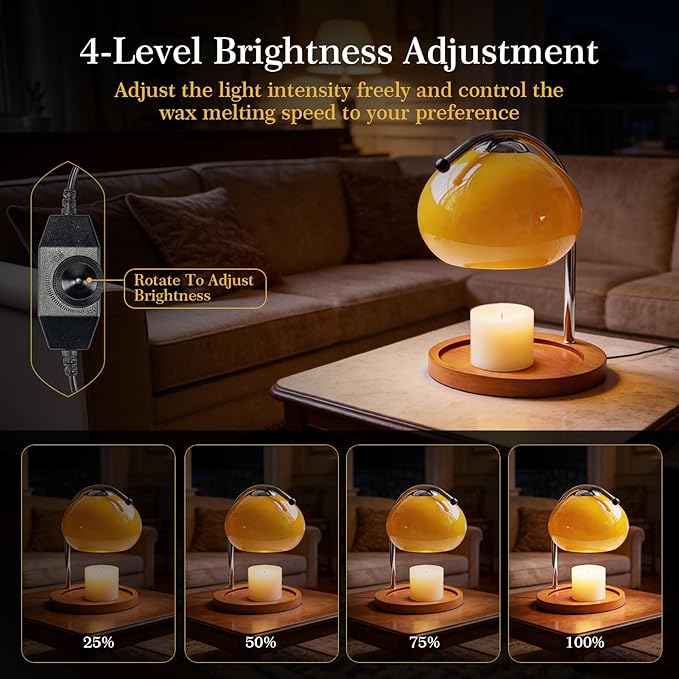 Topyond Candle Warmer Lamp with Timer & Extra-Large Wood Tray, Dimmable Vintage Aromatherapy Table Lamp, Candle Warmer, Bedroom Desk Decor Gift for Women and Home Decorators Valentine's Day