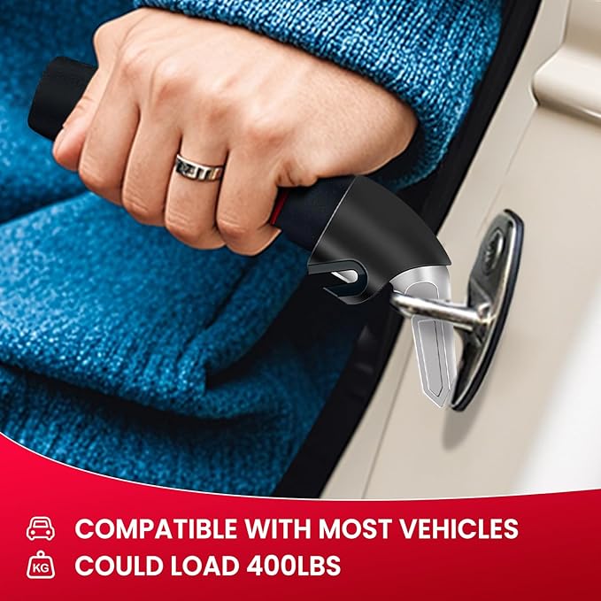KOUNATSURI Car Handle Assist for Elderly Car Door Handle Multifunction Handle Car Door Latch Handle for Seniors and Handicapped(Blue, Red)