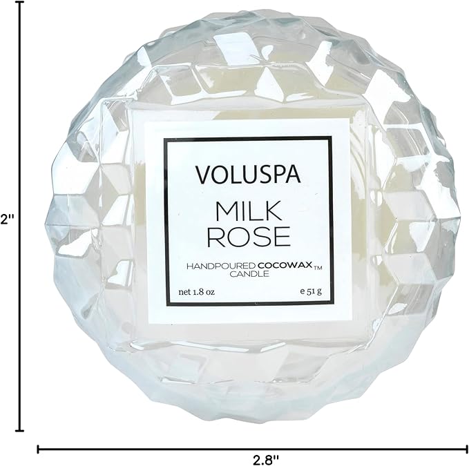 Voluspa Milk Rose, Macaron Candle, 1.8 Ounce, 15 Hour Burn Time, Coconut Wax for Clean Burning, Handcrafted in The USA