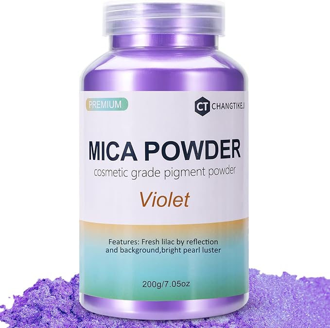 Mica Powder,7.05OZ（200g）,Violet Mica Powder Pigment for Epoxy Resin，Lip Gloss，Car Paint，Dye，Soap Making，Nail Polish,Epoxy Resin,Candle Making,Bath Bombs