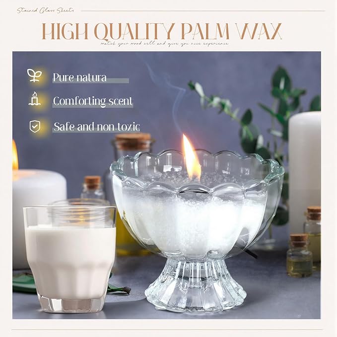 MTLEE Pearled Candle 2.2 lb Sand Wax Scented Sand Candle Kit with Gift Box 50 Wicks Refillable Jar White Beaded Wax Gift Set for Friends Mother Lover Women Family(Milk)