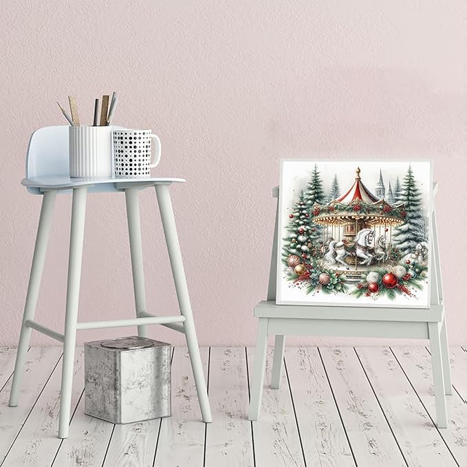 CZYWJMEI Christmas Tree 5D Diamond Painting Kits for Adults Beginners,DIY Carousel Diamond Art Kits,Full Round Drill Diamond Dot Gem Art Kits,Home Wall Decor 13.7x13.7nch