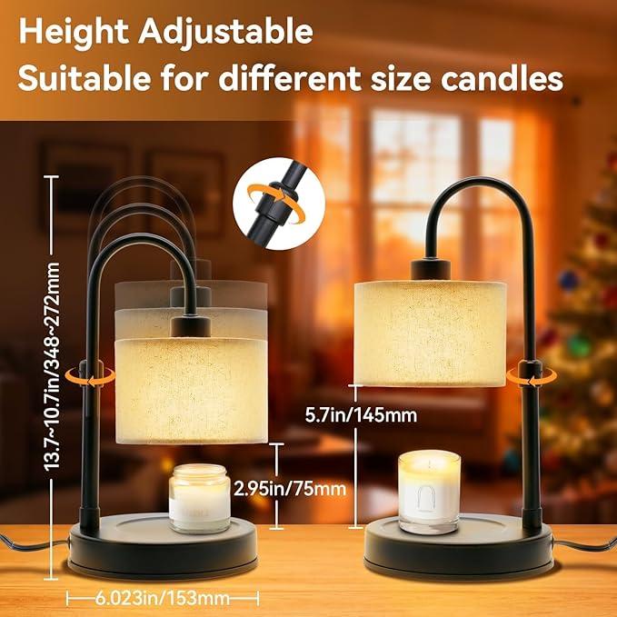 Cosy Life Candle Warmer Lamp with Remote Control & Timer, Dimmable Electric Wax Melt Lamp for Home Fragrance, Includes 2 Bulbs, Housewarming Birthday Gifts for Women, Bedroom Living Room Decor