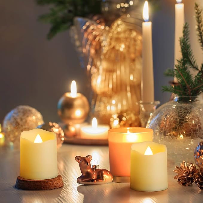 Daord USB Rechargeable Flameless LED Tea Lights Warm White Votive Candles with Remote Battery Flickering Tealights Candle for Halloween Christmas Romantic Home Decoration (12 Packs,Warm White)
