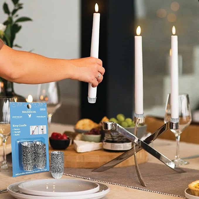Taper Candle Fittings Protective Candle Holder Liner for Upright Candles Aluminum Foil Candle Holder for Wedding Holiday Party Church Home Decoration 30x