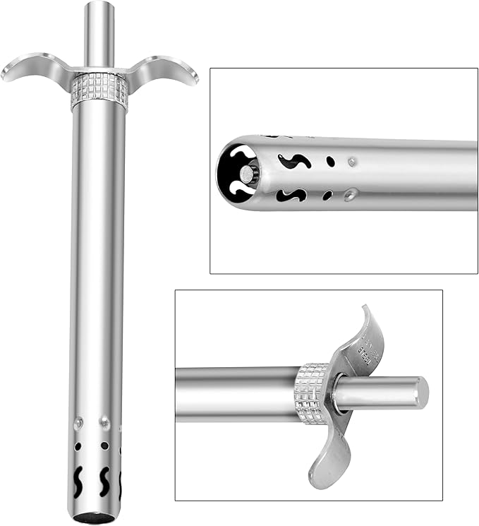 Easy Grip Premium Waterproof Stainless Steel Matt Finish Regular Gas Lighter for Gas Stove, Restaurants & Kitchen Use - Silver Matte