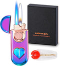 Torch Dual Flame Lighter with 6pcs Flint Stone, Windproof with Visible Gas Window, Adjustable Soft & Jet Flame, Refillable Butane for Indoor/Outdoor - Color Ice