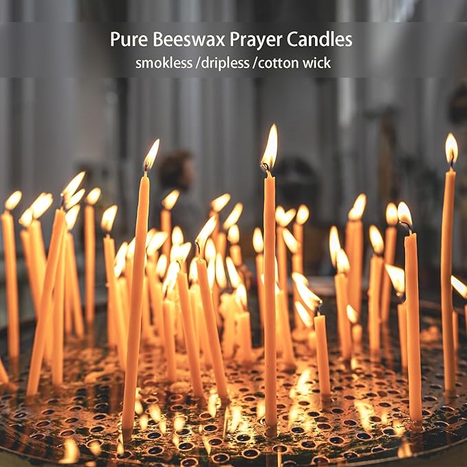 8 inch 100% Pure Natural Prayer Candle 50pcs-60min Burn Time Candles-Dripless and Smokeless for Prayer,Thanksgiveing,Family, Wedding,Men,Relax