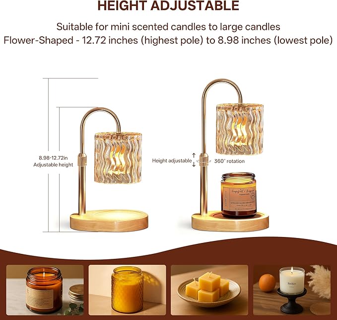 Homelist Candle Warmer Lamp with Timer, Height Adjustable Candle Lamp, Home Decor, Wax Melt Warmer for Birthday Chrismas Holiday Gifts for Mom, Women, Sister