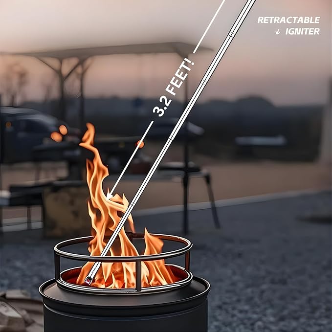 V3 Extendable 3.2 Feet LED Arc Extra Long Flameless Fireplace Stove Electric Candle Lighter for Pilot Light, Grilling, Firepit, Kitchen, BBQ (Silver)
