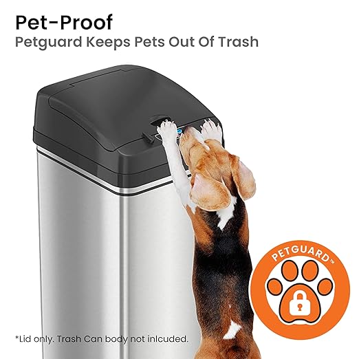 iTouchless New Sensor Trash Can Lid Replacement for Models IT13MX, IT13MXL, DZT13P, DZT13PL, DZT13M, and DZT08P, DZT08PL, and Other Variants