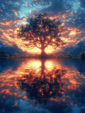 Diamond Painting Kits for Adults Tree of Life Diamond Painting Kits Lake 5D Full Square Drill Crystal Crafts for Adults DIY Art Kit for Beginner, Home Wall Art, Gifts for Women 32x47in Y-X8334S