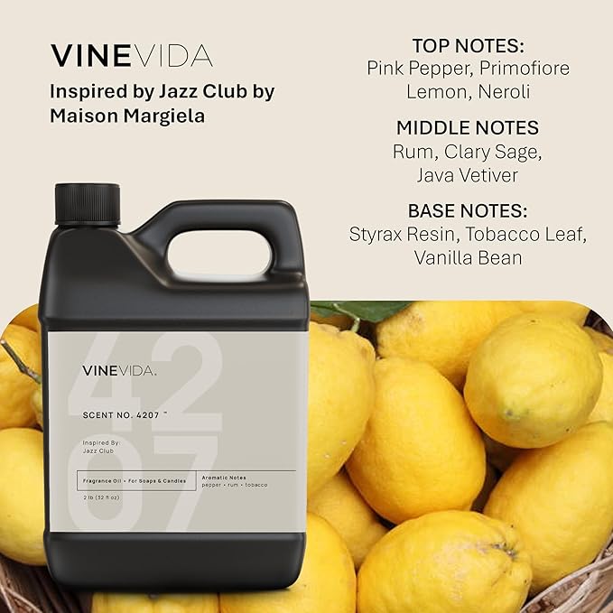 VINEVIDA [32 Oz] Scent NO. 4207 Inspired by Jazz Club | Premium Fragrance Oil for Candle Making & Soap Making | Candle Scents for Soy Wax | Scented Oils for Car Freshies & Bath Products