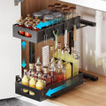 1 Pack Under Sink Organizer and Storage, 2 Tier Pull Out Sliding Cabinet Shelf, 5-Level Height Adjustable Thickened Carbon Steel Storage Rack for Kitchen Bathroom Cabinet, Black