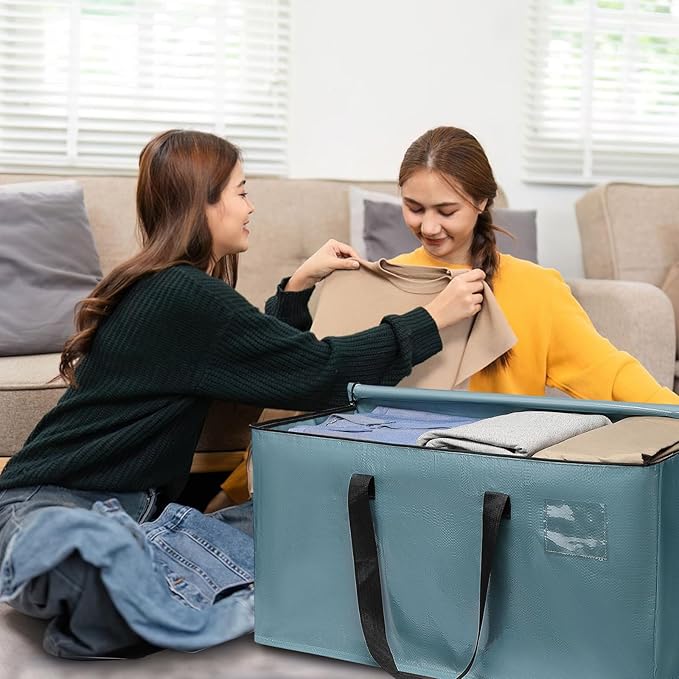 Moving Bags Heavy Duty Steel Blue – Large Packing Bags for Moving, Extra Large Storage Totes with Zippers and Handles