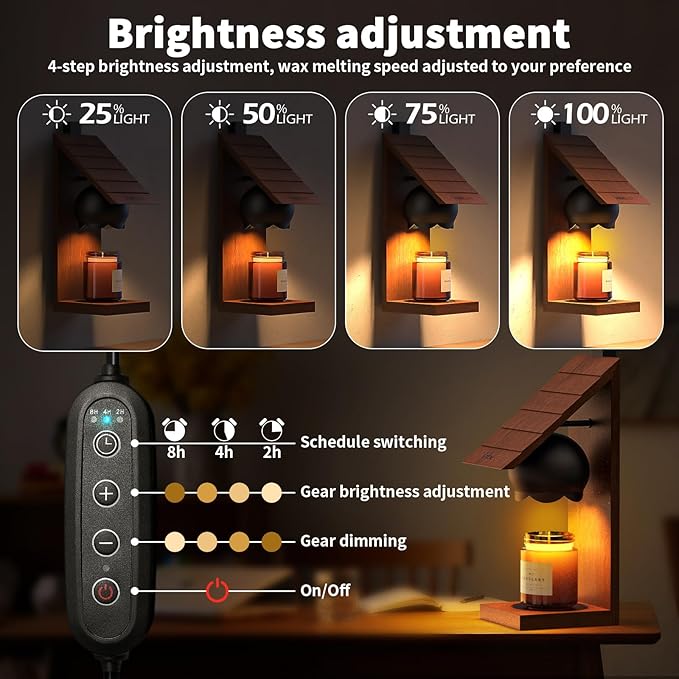 Wooden Candle Warmer Lamp - Rustic Cabin-Shaped Wax Melter with Vintage Farmhouse Charm, Wall-Mountable Flameless Candle Heater for Scented Wax, Decorative Night Light for Home, Bedroom，New home ﻿