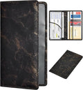 HERRIAT Car Registration and Insurance Card Holder,Marble Leather Vehicle Glove Box Automobile Documents Paperwork Wallet Case Organizer for ID, Key Contact Information Cards,Men&Women