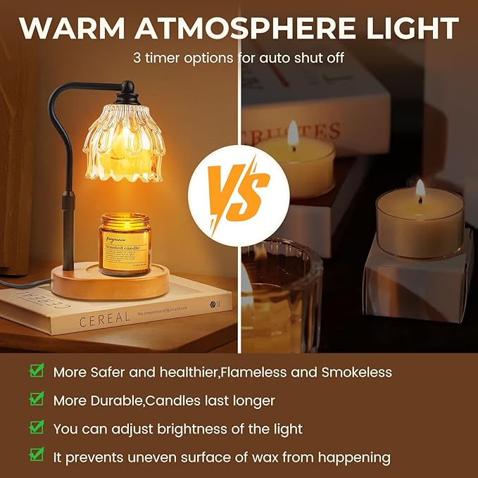 Candle Warmer Lamp with Timer and Wireless Remote Control, Dimmable Candle Warmer for Jar Candles, Height Adjustable Wax Melts Warmer, House Warming Gifts New Home Decor, Gifts for Women Mom(2 Pack)
