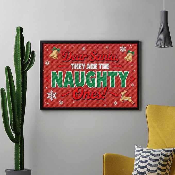 AIVKIEJK Diamond Painting Kits for Adults - Christmas Dear Santa, They are The Naughty Ones Painting DIY 5D Full Drill Diamond Dots Paintings with Diamonds Gem Art and Crafts Home Decor 8"x12"