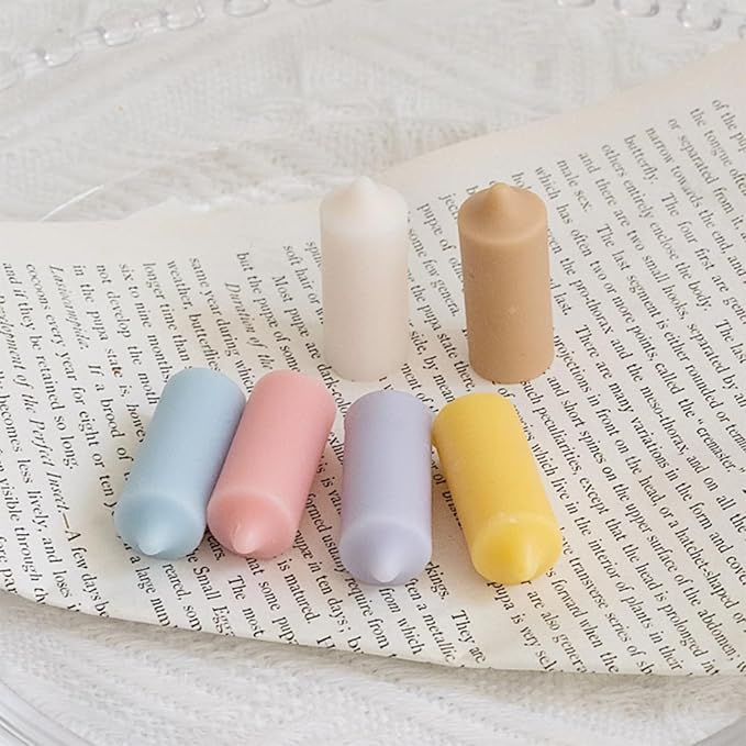 2-Pack Silicone Candle Molds Set, 6 Holes Mini Long Cylinder Shape Mold and 3 Holes Mini Twisted Cylinder Mold for Aromatherapy Candle Soy Wax Soap Clay Craft Plaster Resin Making