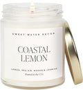 Sweet Water Decor Coastal Lemon Scented Candles - Soy Candles with Lemon, Sea Salt, & Driftwood for Home Decor - Candle Wax with 40 Hours Burn Time - 9oz Gold Lid Clear Jar Candles for Home Scented