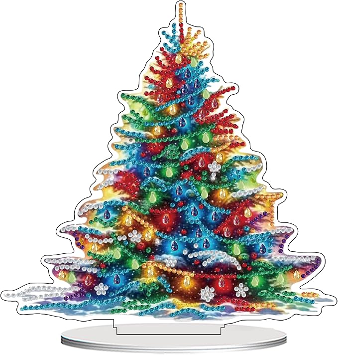 ZeeLionArt Tabletop Diamond Art Painting Kit for Adult,Christmas Tree DIY Special Shaped Rhinestone Desk Placement Ornament,Home Stand Up Gem Painting Craft Kit,Gift,Double Sided.