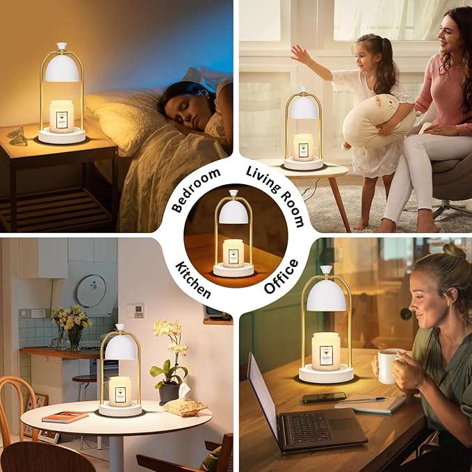 Hong-in White Candle Warmer Lamp with Timer-Unique Happy Birthday Gifts for Women and Men, Fun Gift Ideas for 30th, 40th, 50th and 60th Birthdays for Gold Home Decor