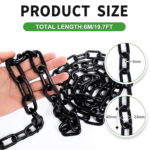 19.7 ft 1/4" Metal Hanging Chains Fixture Chain Decorative Chain Light Duty Chain Utility Chains for Hanging Plants, Basket, Light Fixture, Chandelier, Lamp (6mm 19.7ft)