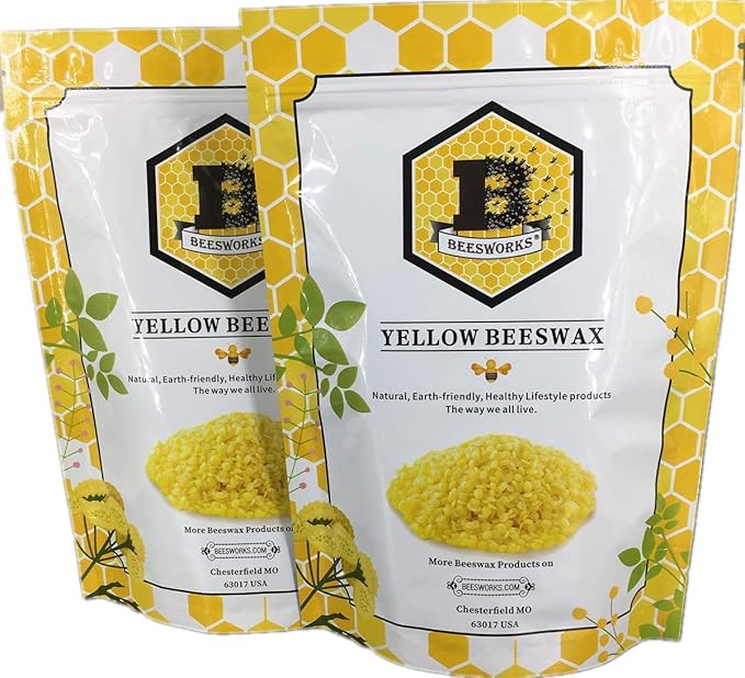 Beesworks Yellow Beeswax Pellets (1 lb) | 100% Pure, Cosmetic Grade, Triple-Filtered Beeswax for DIY Skin Care, Lip Balm, Lotion, and Candle Making (Pack of 2)