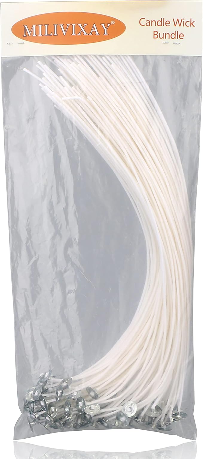 MILIVIXAY 100pcs 12 inch Candle Wicks-Pre-Waxed-Candle Wicks for Candle Making.