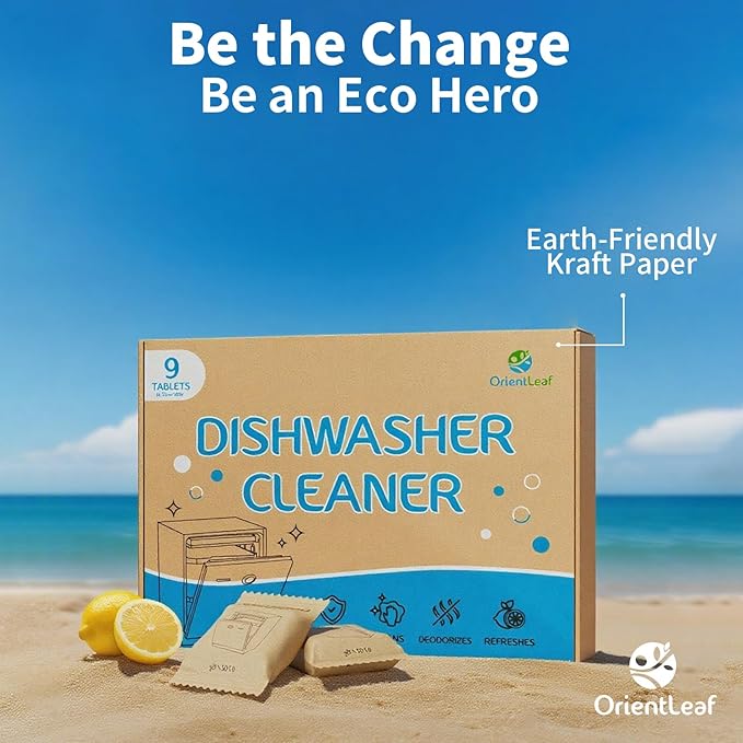 ORIENTLEAF Dishwasher Cleaning Tablets, Lemon Scent 9 Month Supply, Dishwasher Cleaner and Deodorizer, Dish washer Descaler