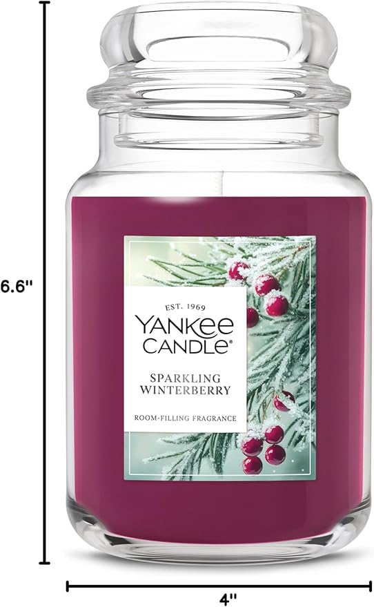 Yankee Candle Sparkling Winterberry Scented Candle, 22oz Large Jar, up to 150 Hour Burn Time, Giftable