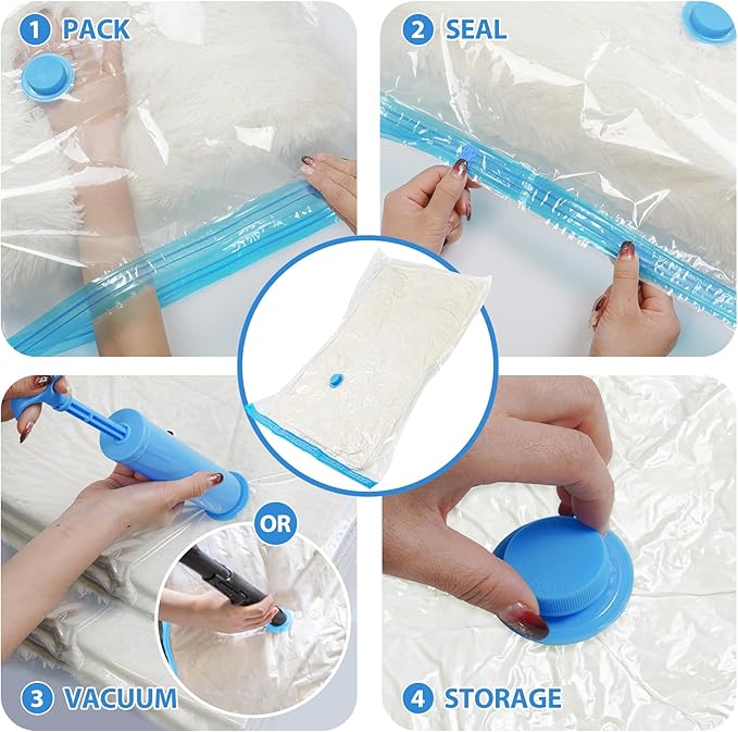 Vacuum Seal Bags for clothing - 20 Pack Vacuum Storage Bags for Travel (5 Jumbo/5 L /5 M /5 S), Space Saver with hand pump, Vacuum Sealed Bags for Luggage Clothes Blankets Bedding